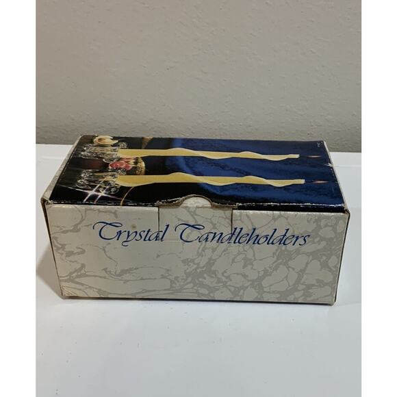 Vtg Clear Heavy Crystal Candleholder Candlestick Holder Taper Flower Shape NOS - Picture 10 of 14